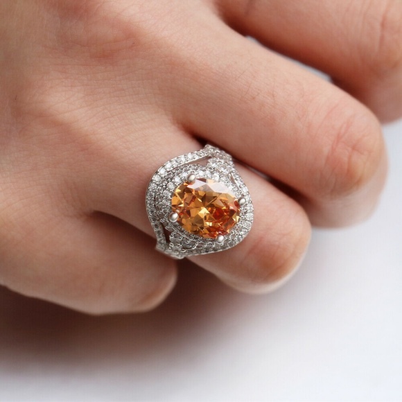Jewelry - 925 Silver Ring Oval Cut Champagne Ring New